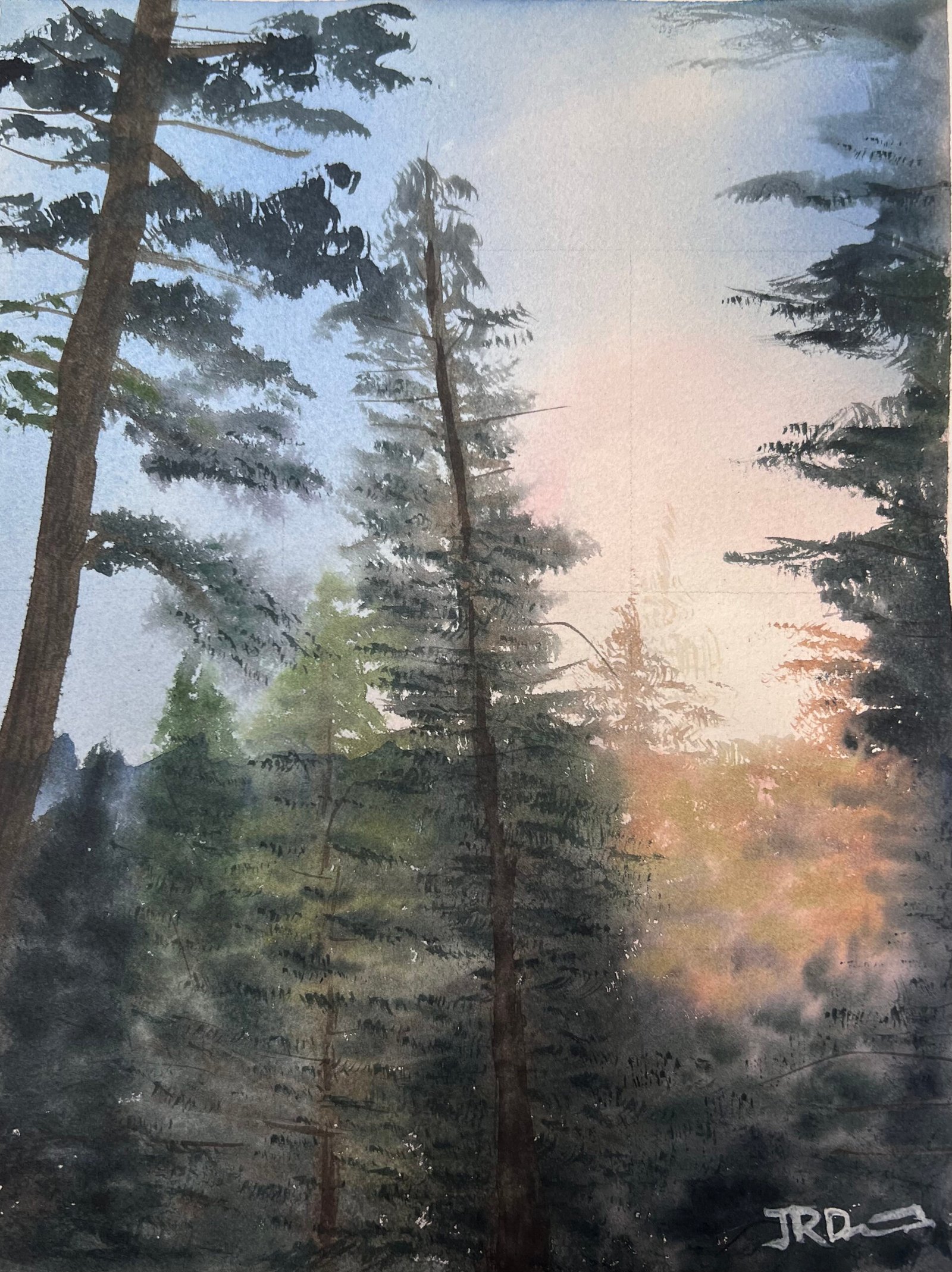 Evening at Yosemite, 9×12 watercolor