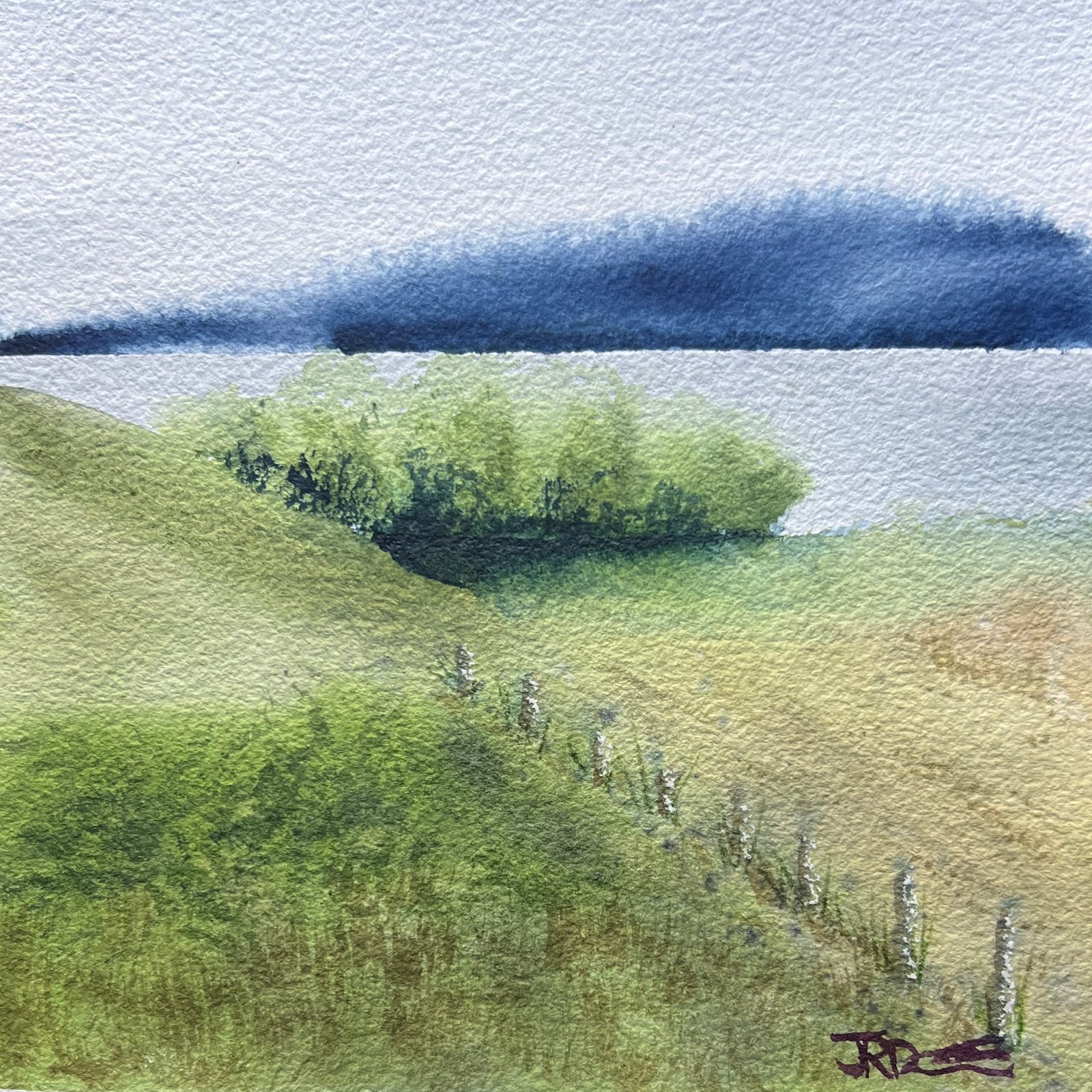 Not working farm, 8×8 watercolor