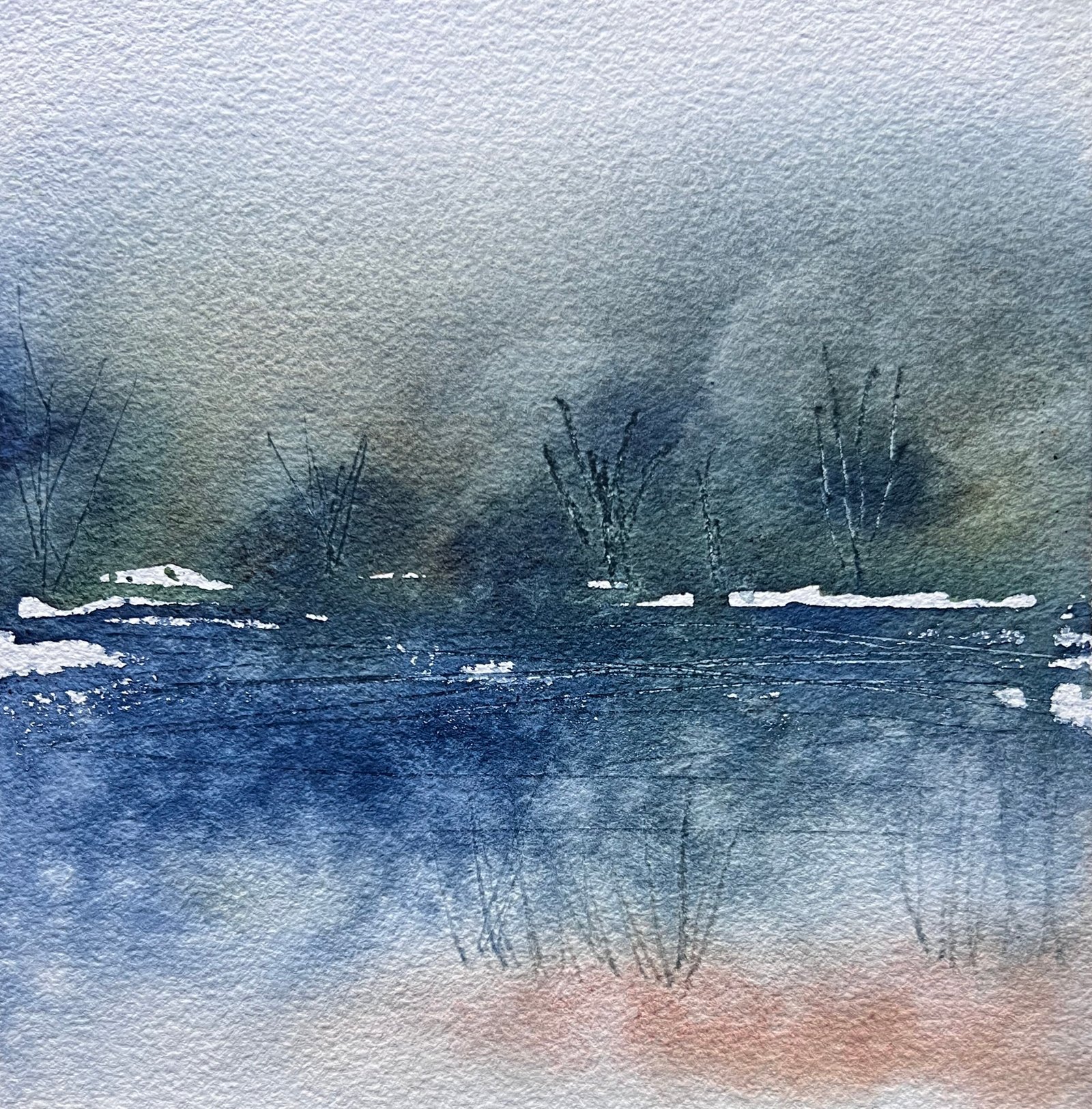 Mooney, 8×8 watercolor