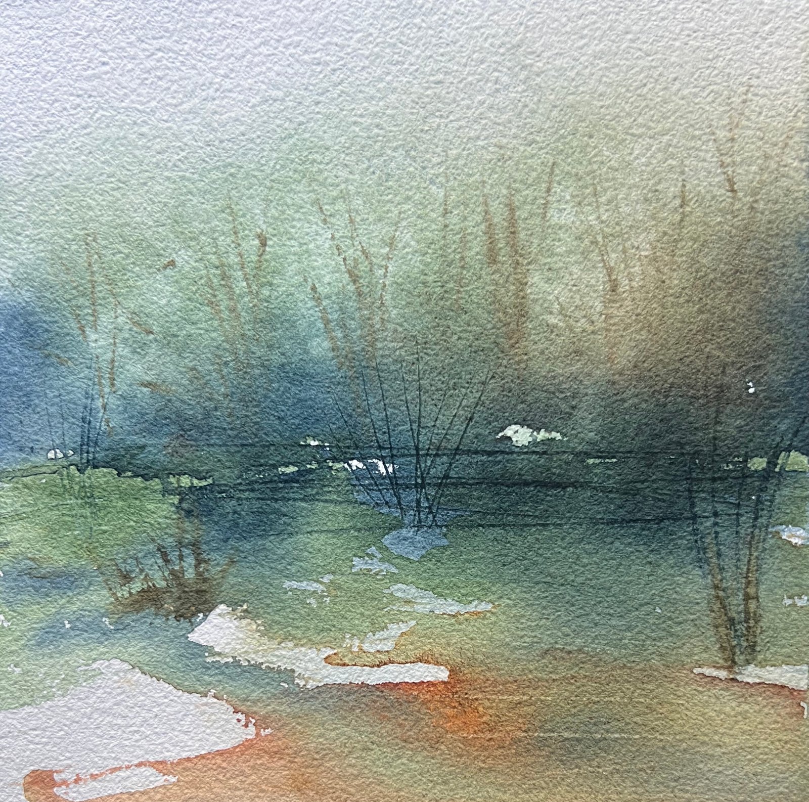 Branching out, 8×8 watercolor