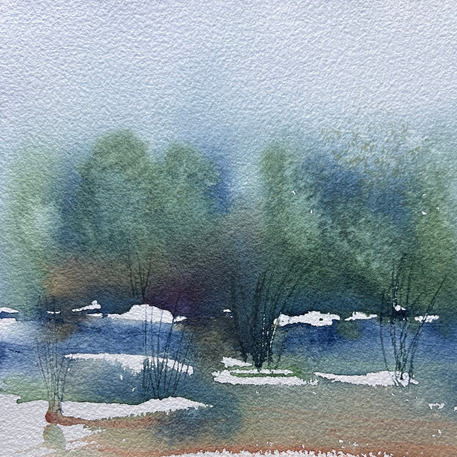 Deep woods, 8×8 watercolor
