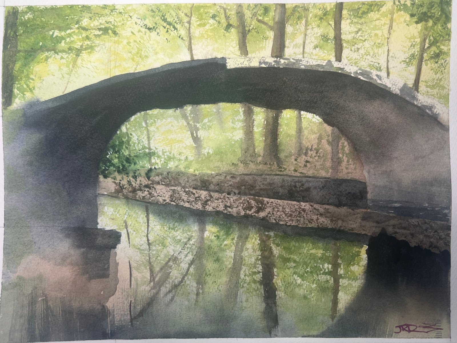 Crumbling bridges, 11×15 watercolor