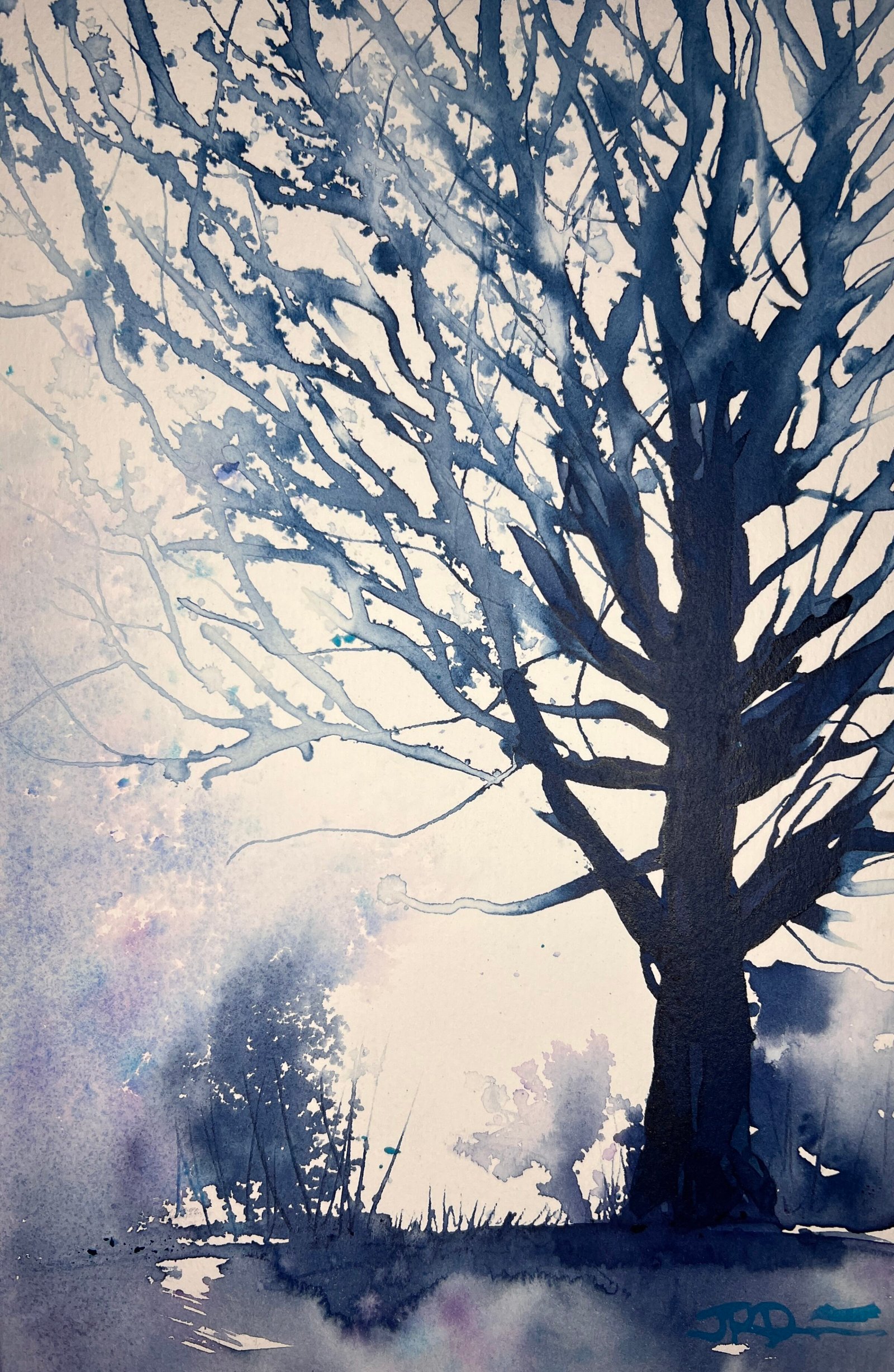 Tree diptych 2/2, 8×12 watercolor